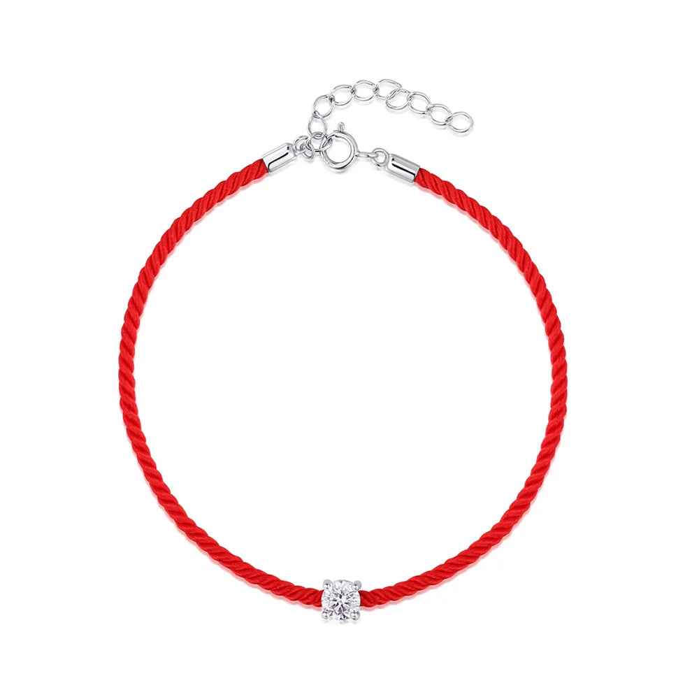 Red Cord Bracelet – Moissanite Sparkle
