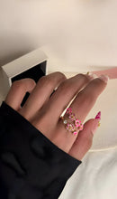 Delicate Floral Ring with Pink and White Zircon