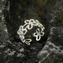 Bague vintage réglable en argent 925 avec fleur